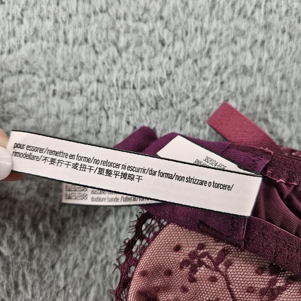 Victoria's‎ Secret Bra 34DD Burgundy Dream Angels Lined Demi Lace Mesh Underwire